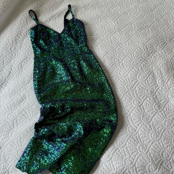 Vixen by Micheline Pitt Sequin Dress in Green and Blue - Picture 2 of 9